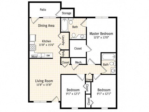 a floor plan of a house with bedrooms and a living room